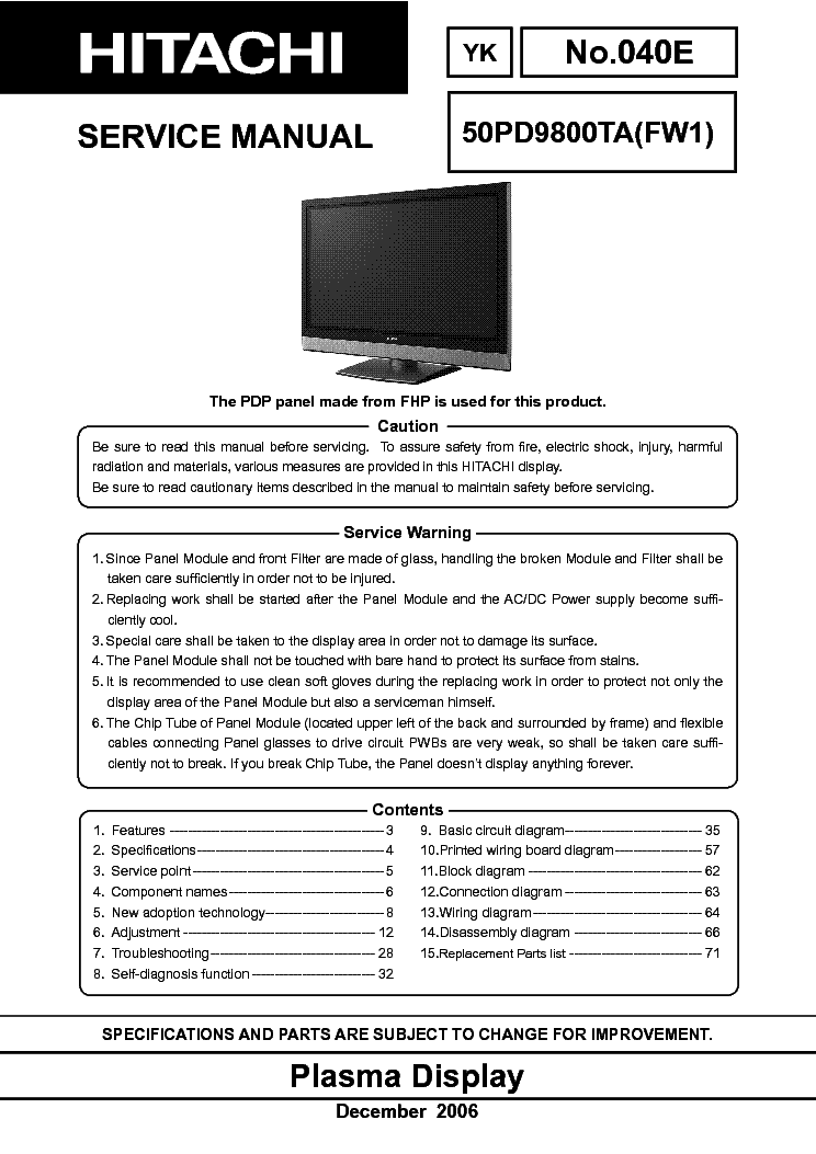 Инструкция по эксплуатации телевизора hitachi