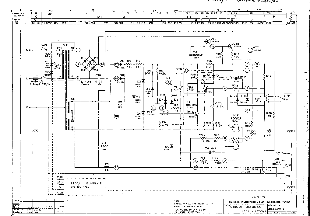 Farnell Lt30 1 2 Laboratory Power Supply 1976 Sch Service Manual 5168