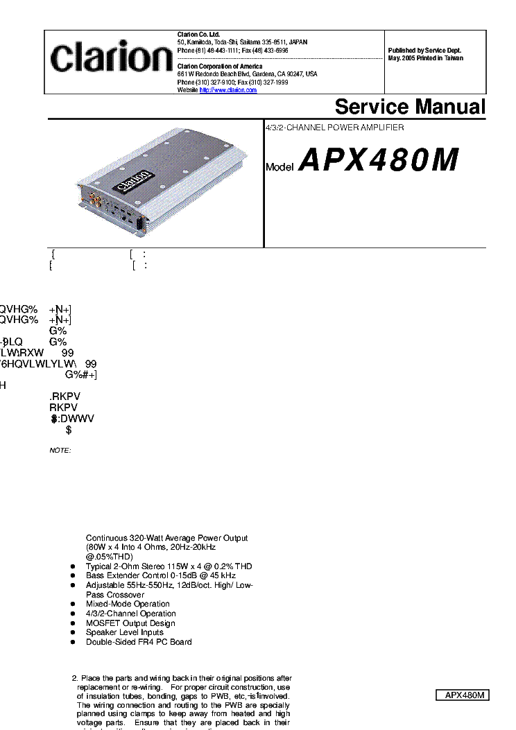 CLARION DXZ788RUSB Service Manual download, schematics, eeprom, repair