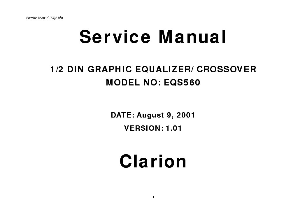 CLARION EQS560 Service Manual download, schematics, eeprom, repair info
