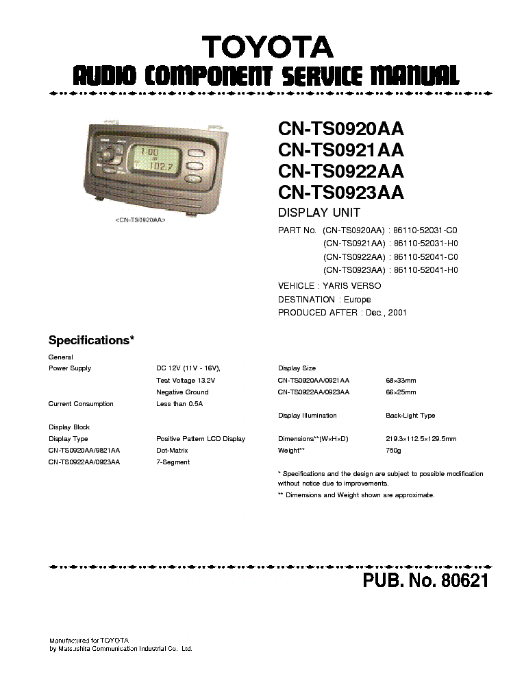 toyota yaris verso repair manual pdf #4