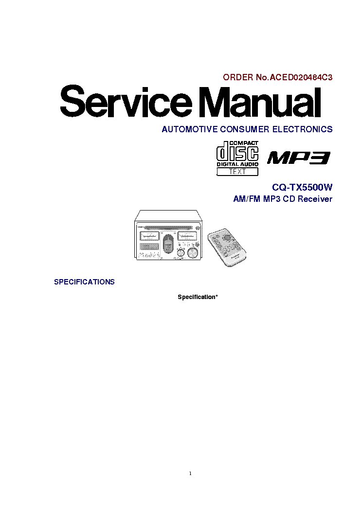 PANASONIC CQ-TX5500W SM 2 Service Manual download ...