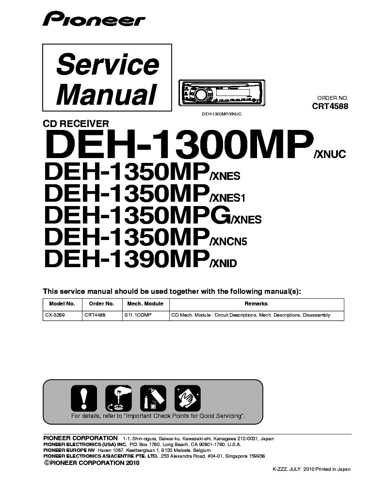 Pioneer Deh-p7500mp Service Manual