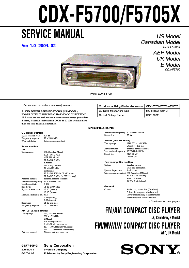 Sony cdx f5700 инструкция на русском