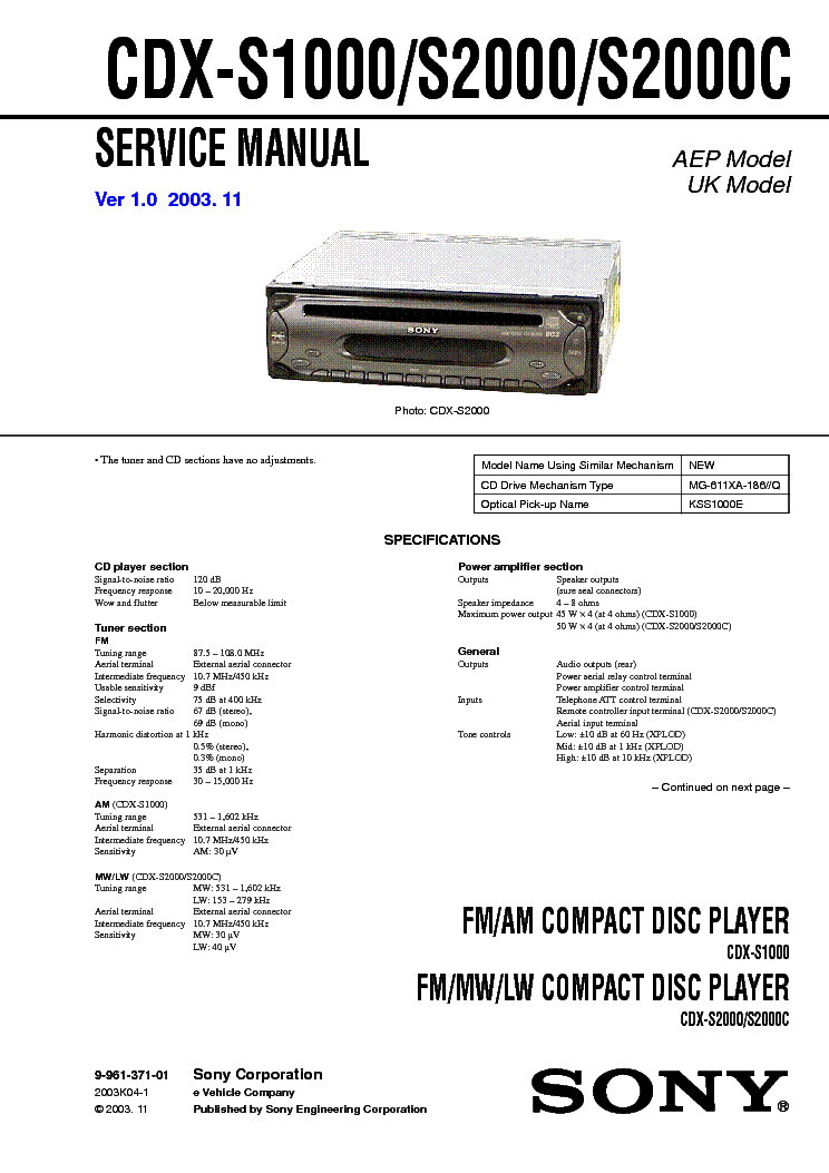Sony Cdx R3000 Инструкция