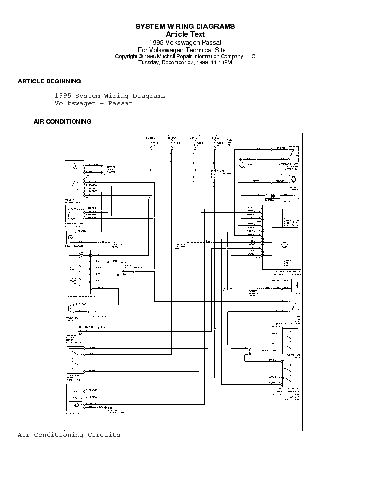 Vw Passat 1995 Wiring Diagram Service Manual Download