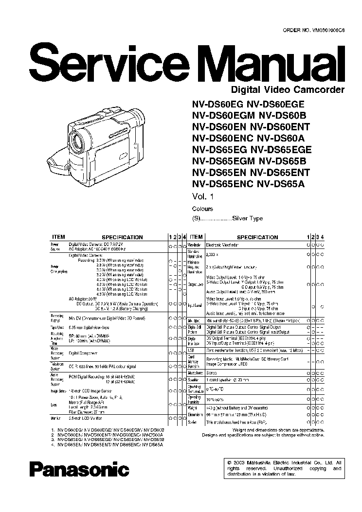 Инструкция по эксплуатации видеокамеры panasonic nv ds60