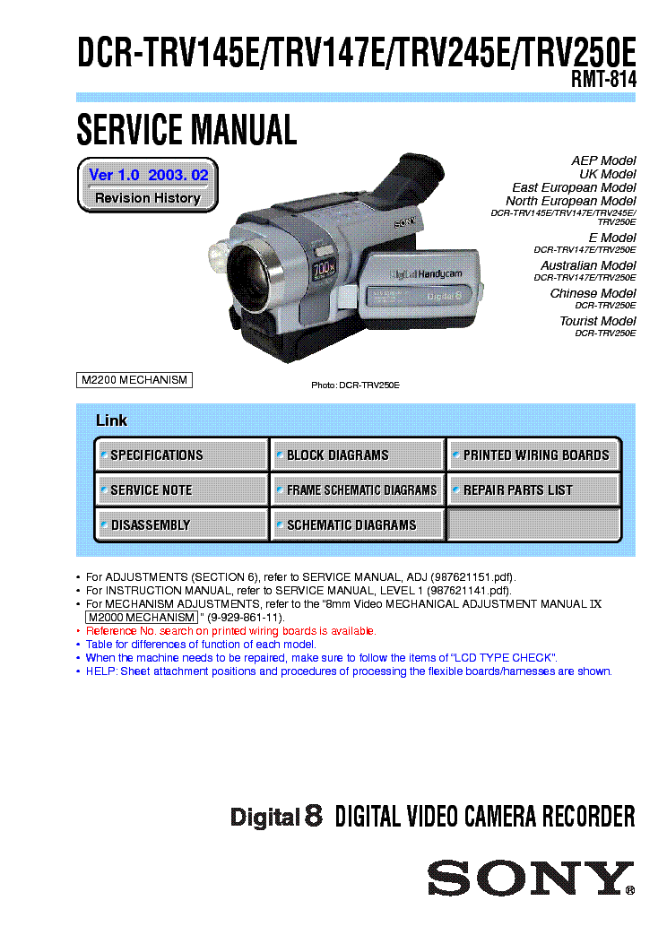 Sony digital 8 camcorder manual