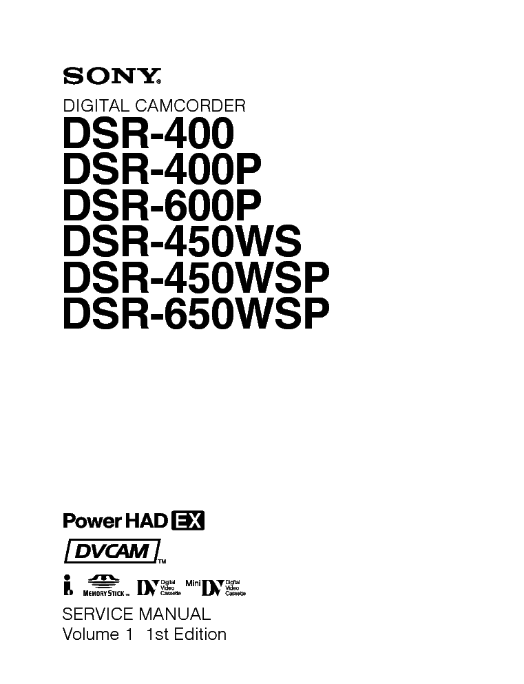 SONY DSR-400 450 600 650 Service Manual free download, schematics, eeprom, repair info for ...