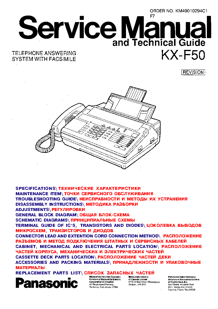 Инструкция по эксплуатации факс panasonic kx f50