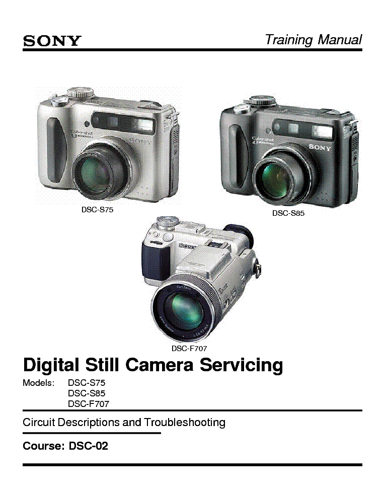 SONY DSC-F707 S75 S85 TRAINING MANUAL Service Manual download