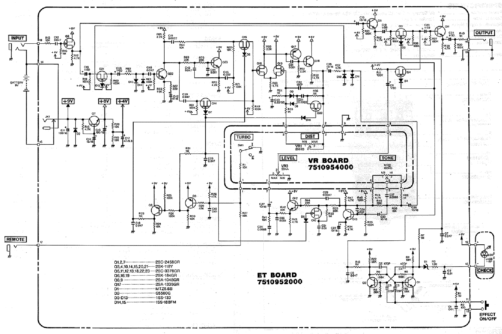 BOSS TURBO-DISTORTION-DS2 Service Manual download, schematics, eeprom