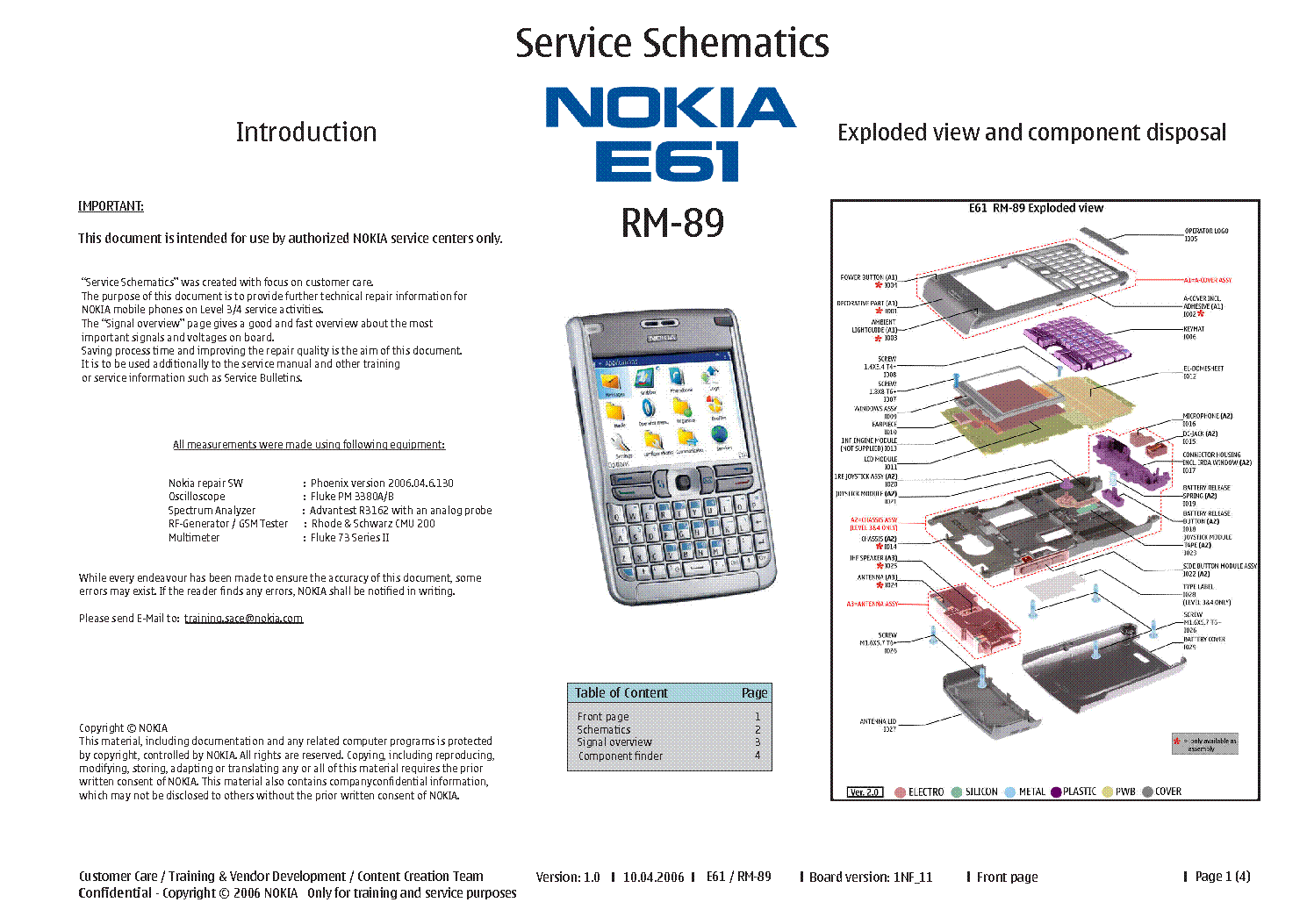 NOKIA E61 RM-89 Service Manual download, schematics ...