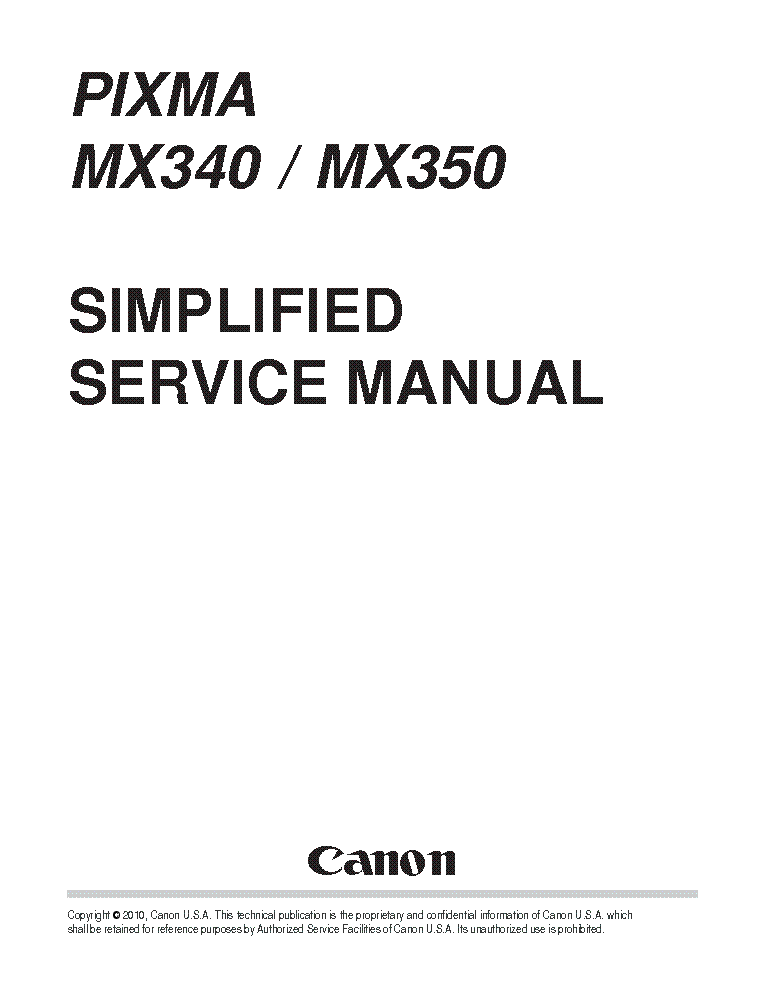 CANON PIXMA MX340 MX350 Service Manual download, schematics, eeprom