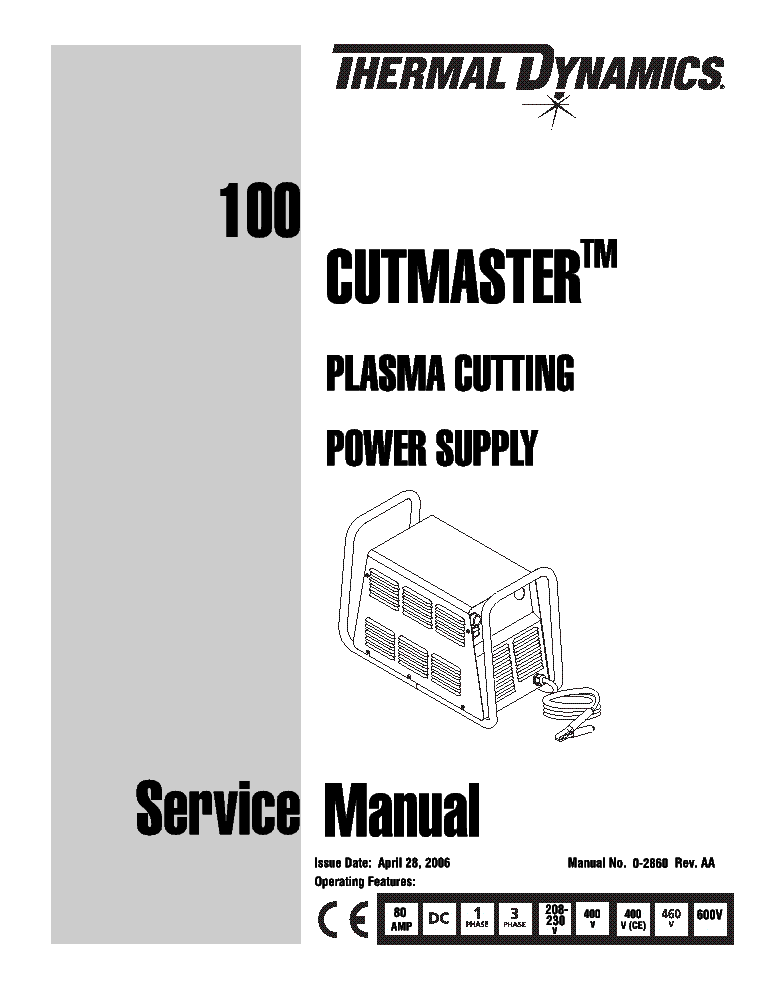 THERMAL DYNAMICS CUTMASTER 100 ENG-SM Service Manual free download