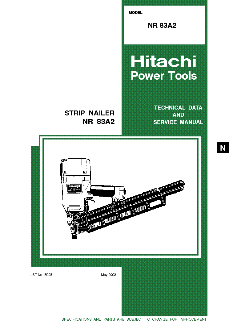 HITACHI NR83A2STRIPNAILER Service Manual download, schematics, eeprom