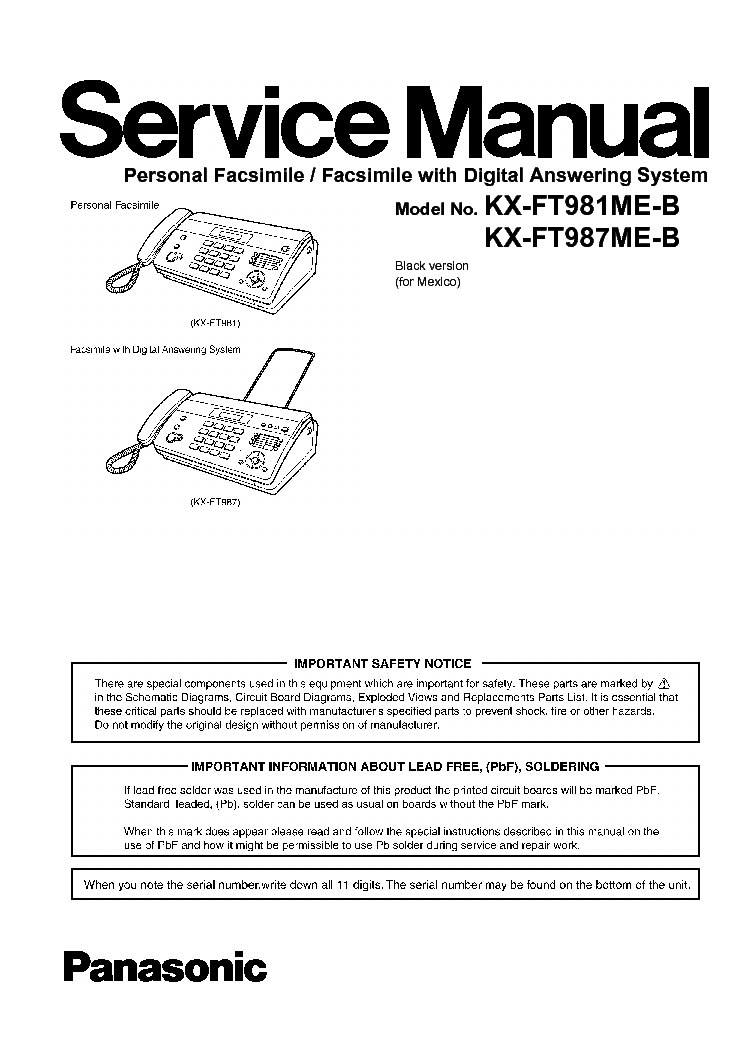 Инструкция по эксплуатации факс панасоник