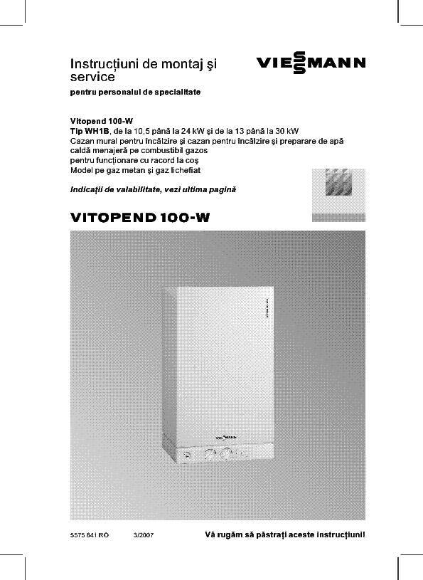 Viessmann Vitopend 100 W Wh1d 262 Инструкция