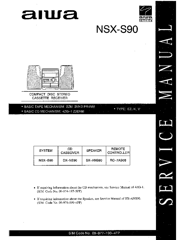 AIWA NSX-S90 Service Manual download, schematics, eeprom ...