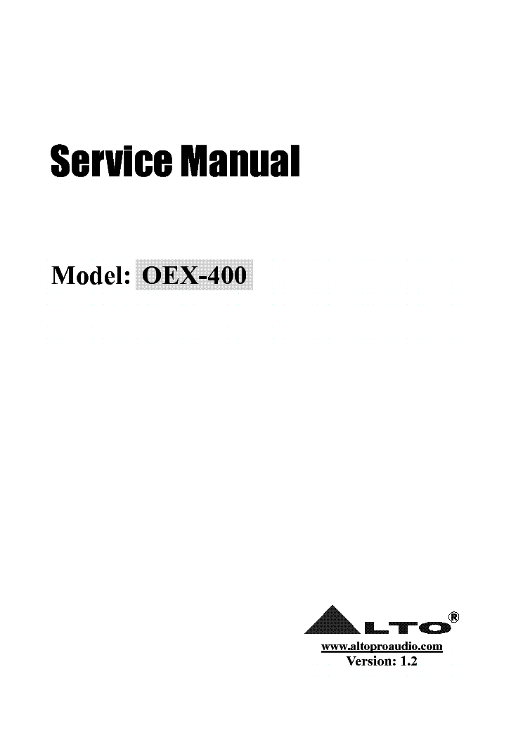 ALTO OEX-400 Service Manual download, schematics, eeprom, repair info for electronics experts