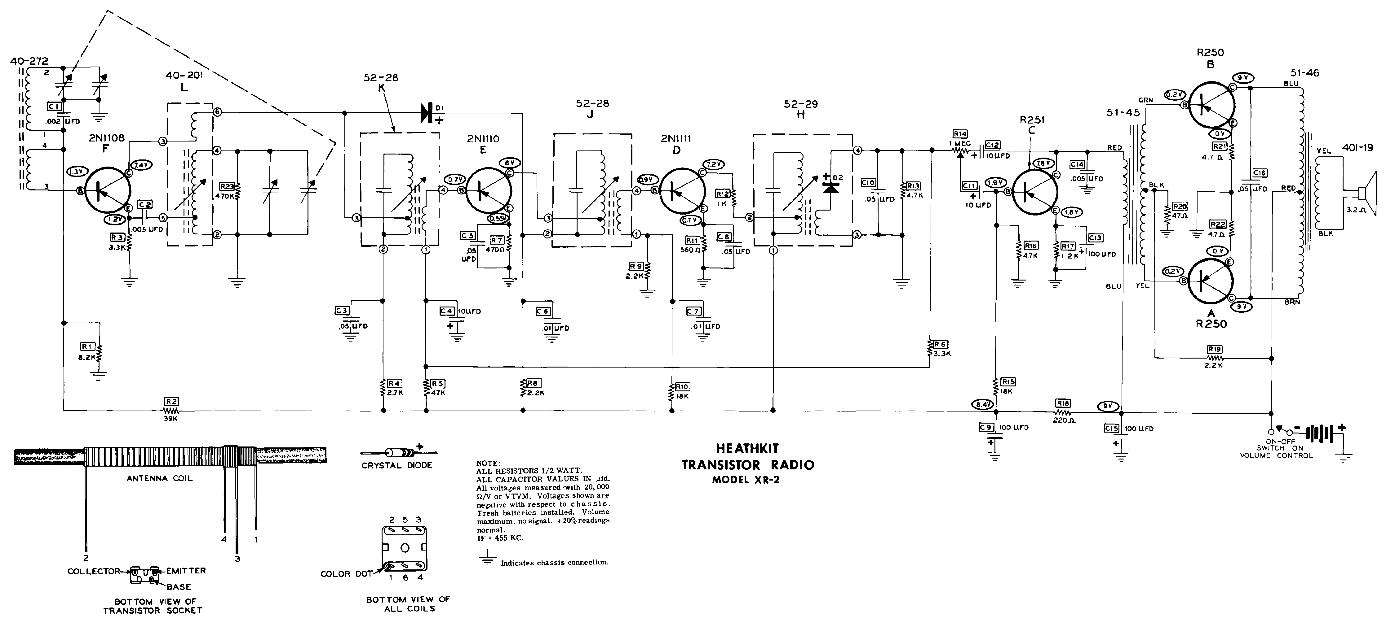 HEATHKIT XR-2 6 TRANSISTOR RADIO SCHEMATIC Service Manual ...