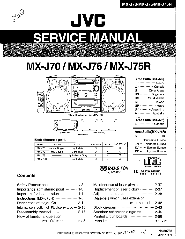 Jvc mx-j75r инструкция