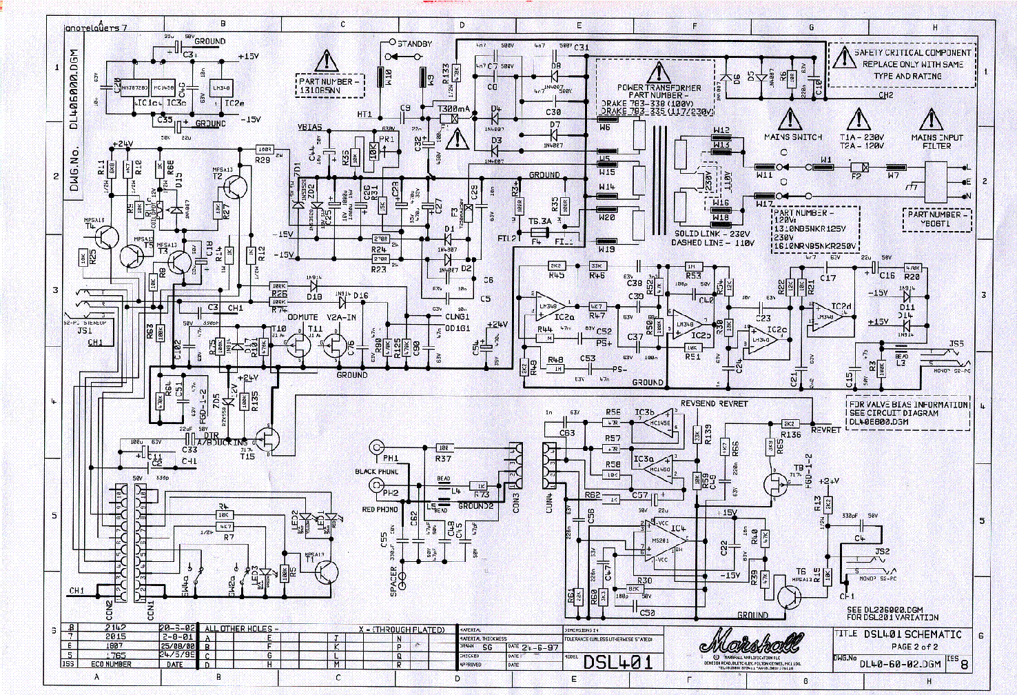 Marshall dsl 100 schematic