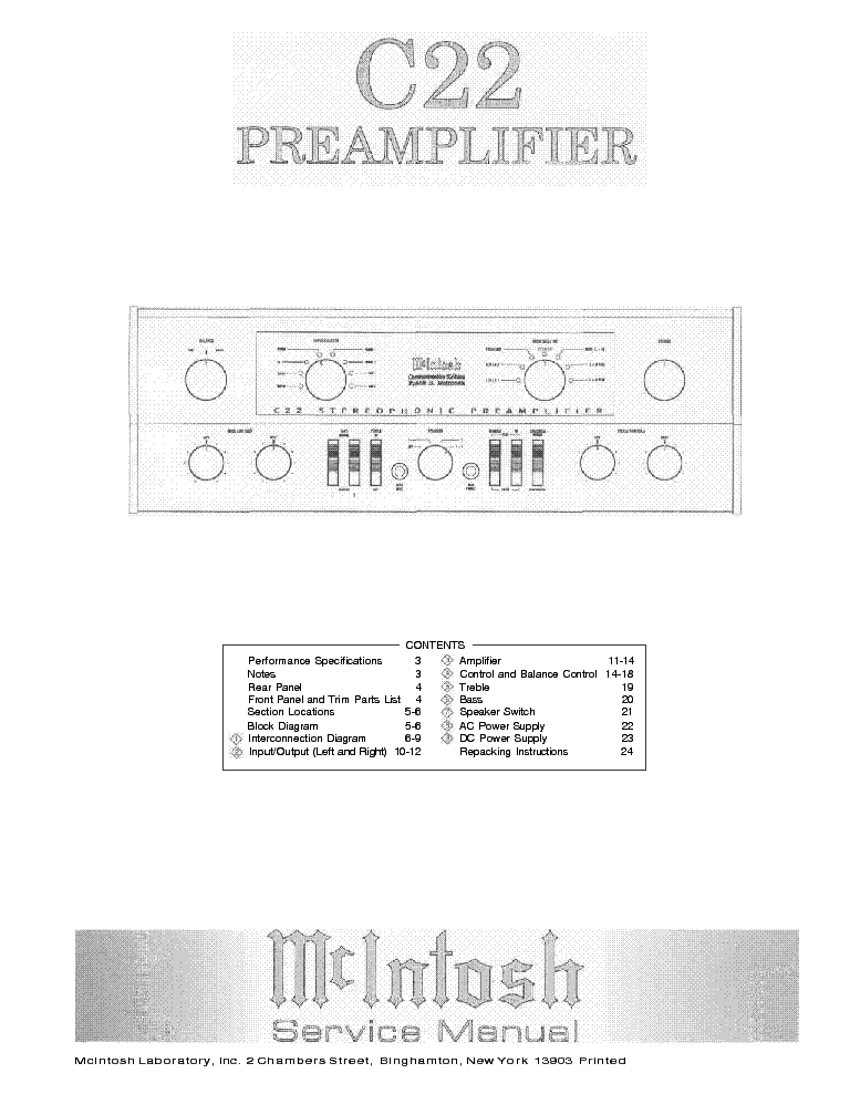 Mcintosh C22 Preamplifier Service Manual Download