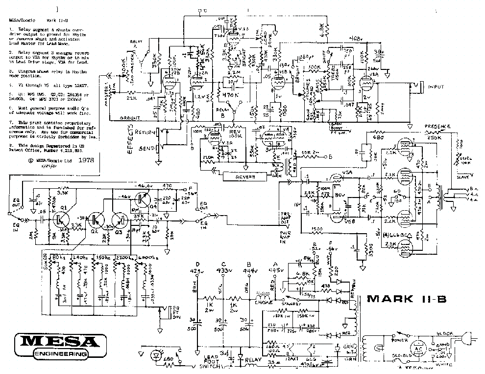 MESA BOOGIE MKIIB Service Manual free download, schematics, eeprom