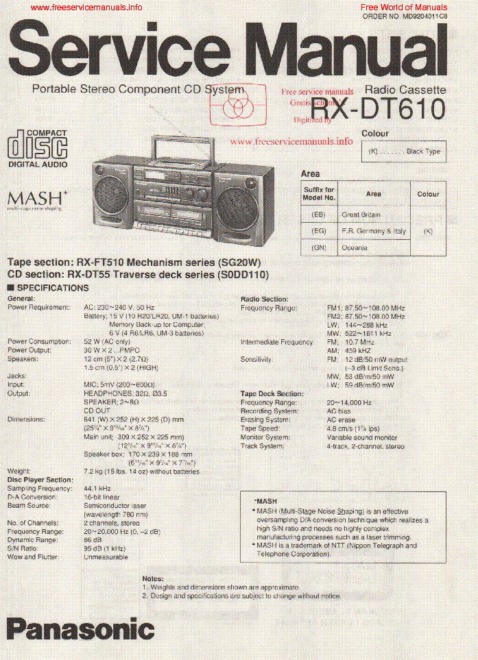 Panasonic rx-dt610 