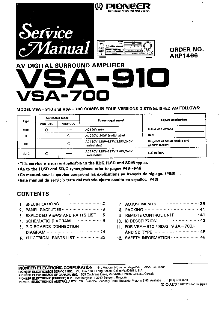 Инструкция Для Усилитель Vsa 805S Pioneer