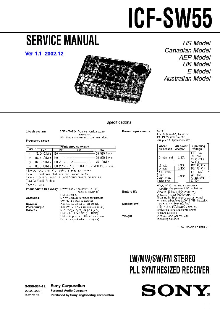 Sony icf sw7600gr инструкция по эксплуатации