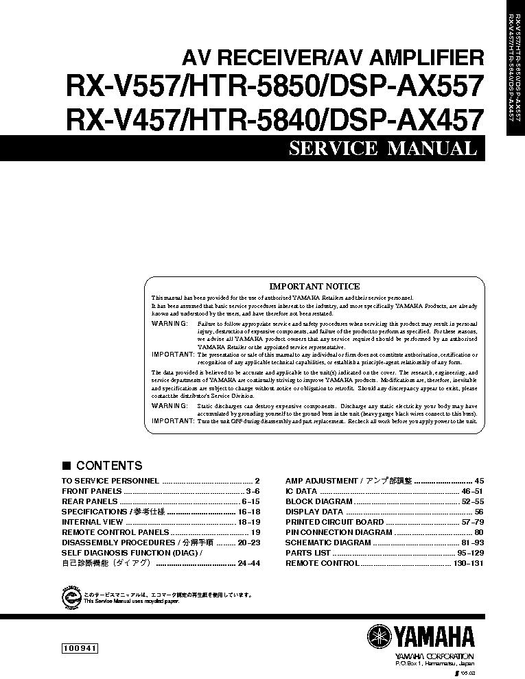  Yamaha Rx-v457 img-1