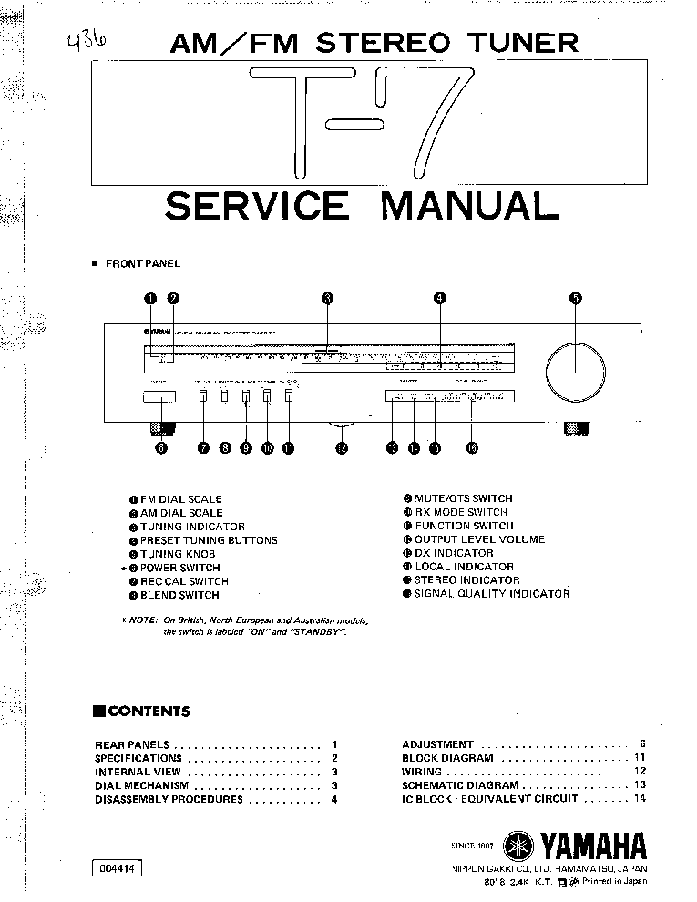 Yamaha Rx-V730 Service Manual