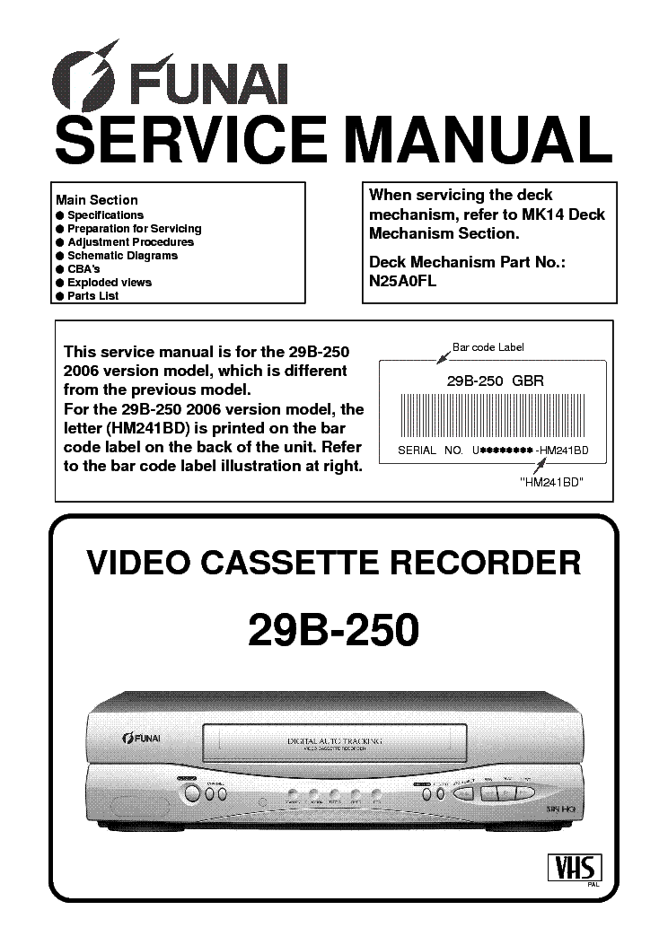 FUNAI VCR7000 7001 Service Manual free download, schematics, eeprom