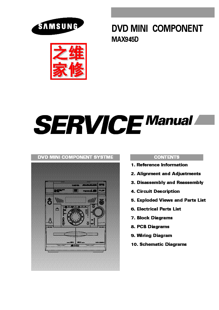 SAMSUNG DVD-SH873 874 875 876 877 Service Manual download, schematics