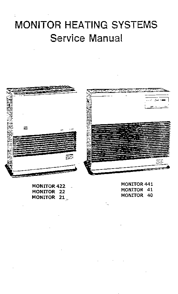 MONITOR HEATING SYSTEMS MONITOR 422 22 21 441 41 40 SM service manual (1st page)