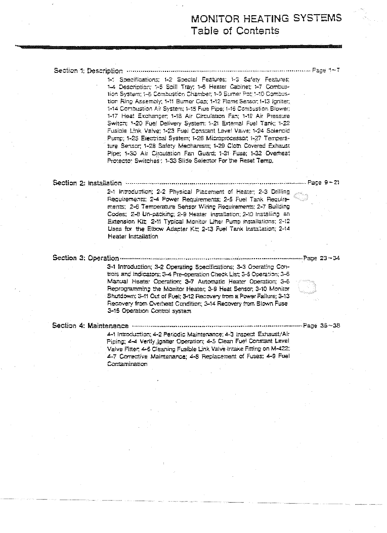 MONITOR HEATING SYSTEMS MONITOR 422 22 21 441 41 40 SM service manual (2nd page)