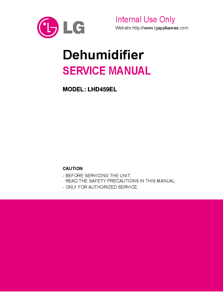 LG LHD459EL DEHUMIDIFIER service manual
