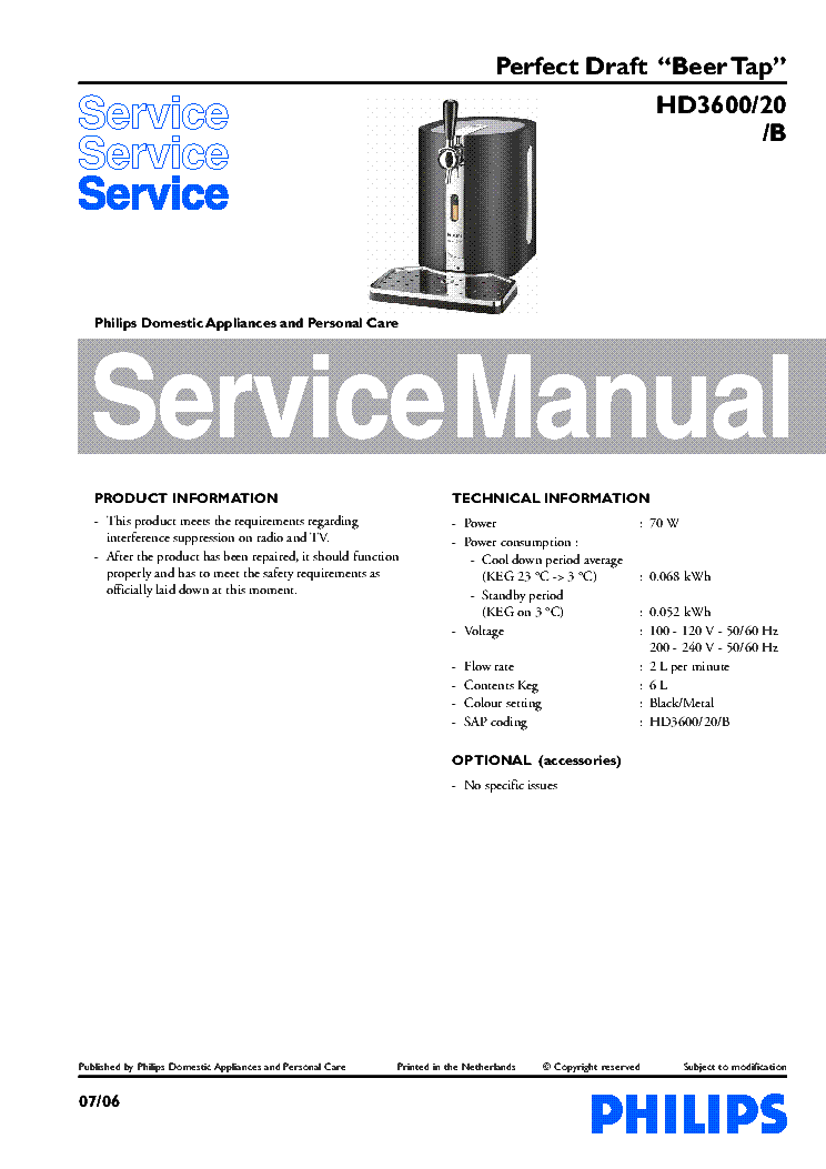 PHILIPS HD3600-20 service manual (1st page)
