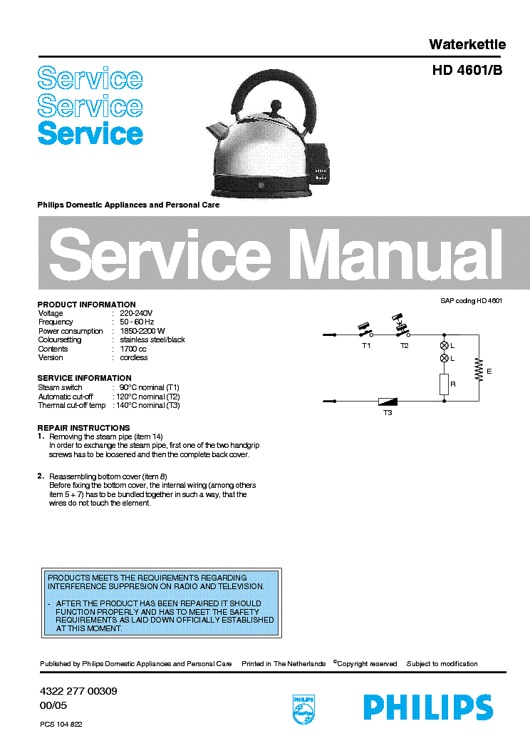 PHILIPS HD4601B service manual (1st page)