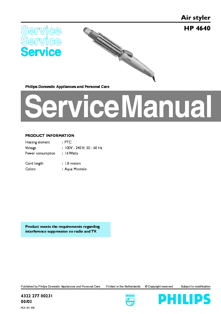PHILIPS HP4640 service manual (1st page)