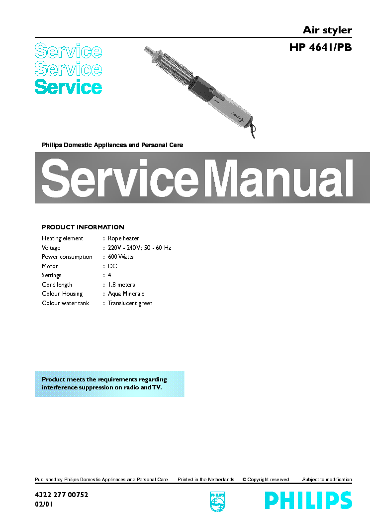PHILIPS HP4641PB service manual (1st page)