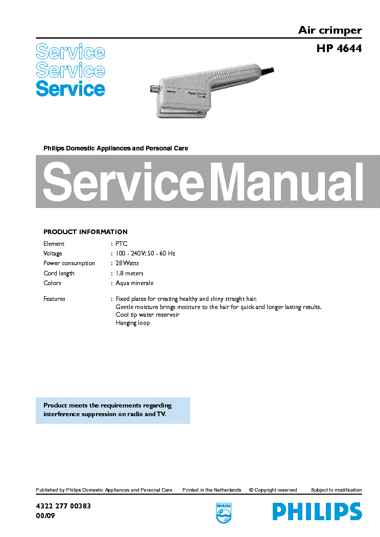 PHILIPS HP4644 service manual (1st page)