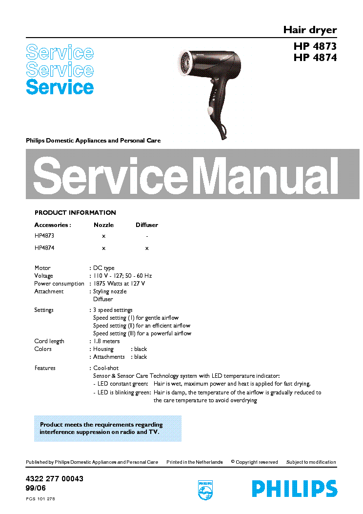 PHILIPS HP4873 4874 service manual (1st page)