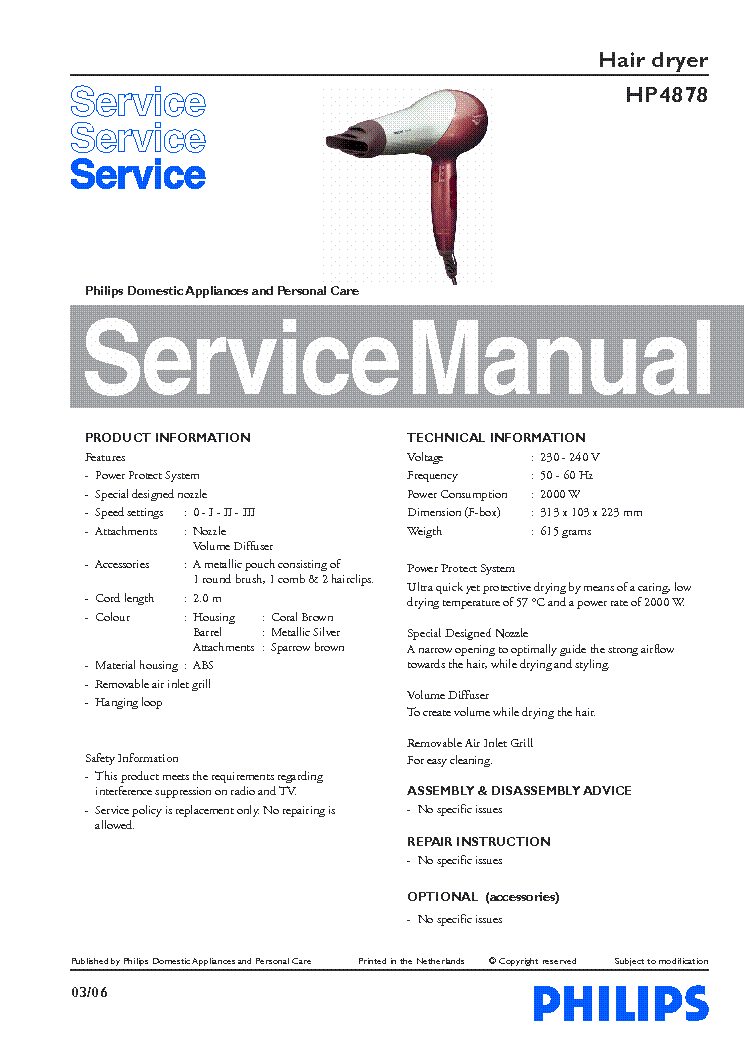 PHILIPS HP4878 service manual (1st page)