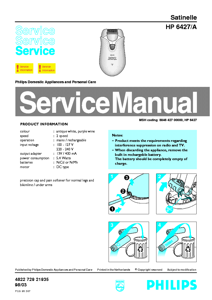 PHILIPS HP6427A service manual (1st page)