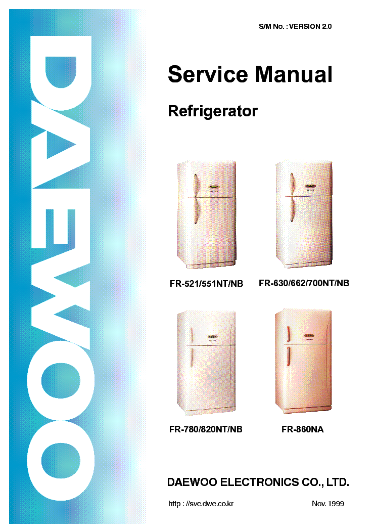 DAEWOO FR-521 551 630 662 700 780 820 NT NB 860NA VER-2.0 SM service manual