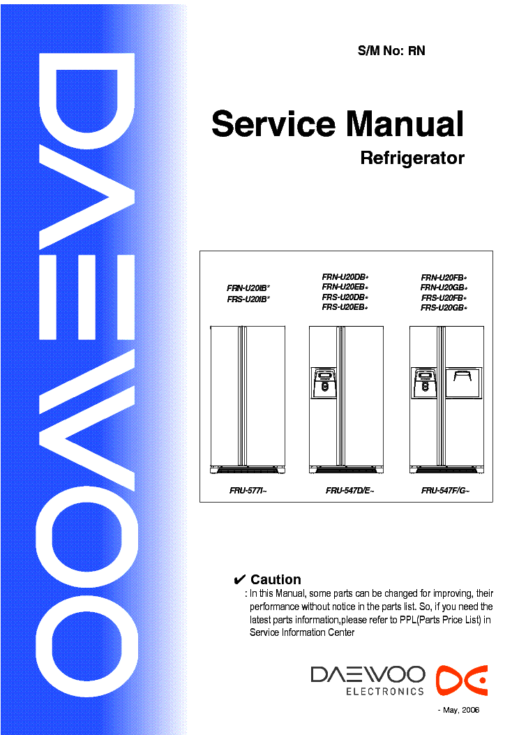 DAEWOO FRN-,FRS-U20IB,-U20DB,-U20FB,-U20GB service manual (1st page)