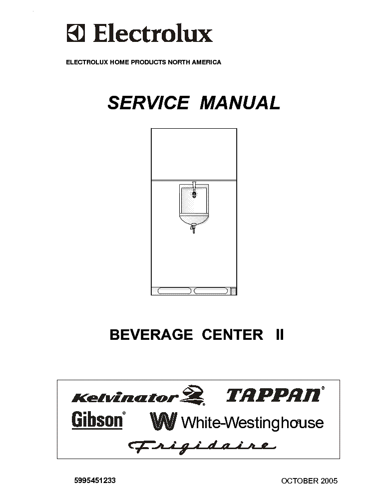 ELECTROLUX BEVERAGE CENTER II 2005 service manual (1st page)